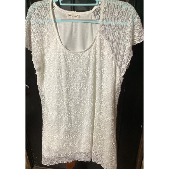 Indigo Soul Women's Lined Shirt Dress 3XL Ivory Lace Bell Sleeve - Picture 6 of 7